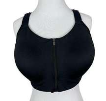 All In Motion Sports Bra Womens 38DD Black Zip Up Front Wide Strap‎ Active