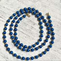 Monet vintage Blue and gold tone beaded necklace