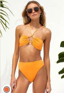 NWT Rollin’ With the Tide Light Orange High-Cut Bikini Bottoms