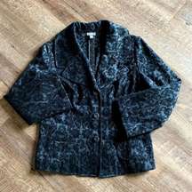 J. Jill Brocade Blazer Black Jacket 12 Petite