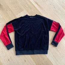 Alala Color Block Velour Velvet Sweatshirt in Black and Red