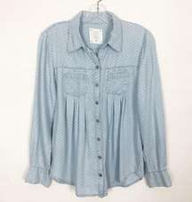 Style & Co. Polka Dot Blue Button Down Women's Shirt Size XS