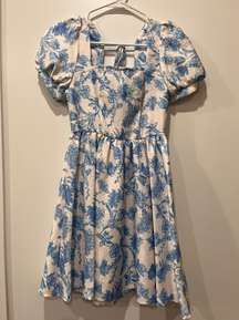 Blue Floral Babydoll Dress