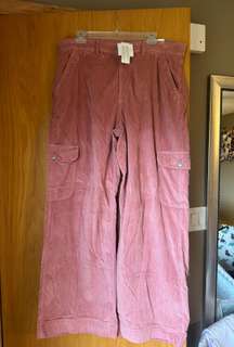 Pink Corduroy Flare Leg  Cargo Pants