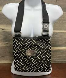 Monogrammed Black and Cream Crossbody Purse