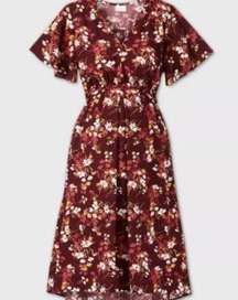 Ingrid & Isabel Maternity Dress Floral Burgundy XL