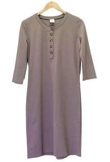 Lou Lou & Co Everyday Midi Dress Size Medium in Mocha Taupe Maternity Nursing