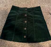 Green Corduroy A-Line Skirt