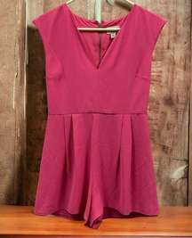 Ambar Pink V neck Exposed Back Zipper Romper Shorts Sleeveless Women’s Small