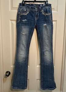 Women’s Miss Me Mid-Rise Bootcut Jeans Distressed Medium Wash Size 28