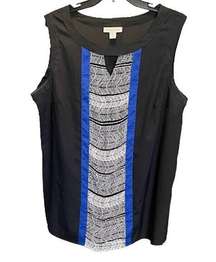 Coldwater Creek Sleeveless Black, White Native Print Plus Size Top Size 1X