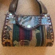 Llama mini purse bag Mexico leather vintage