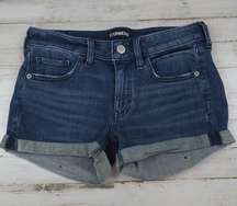 NWOT Shortie cuffed shorts relaxed low rise dark blue denim 