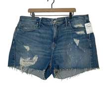 NEW  Good 90s Shorts Plus Size 16 Blue Denim High Rise Distressed