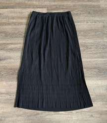 Aritzia Wilfred Black Accordion Pleated Knee Length Skirt Elastic Waist Size S