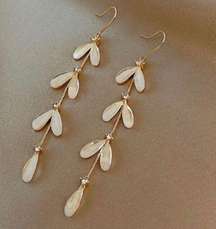 Crystal Flower Leaf Dangle Drop Earrings for Women