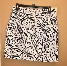 Cremieux Animal Print Leopard Skirt White Blue 6