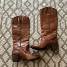 Vince Camuto Kolton Women's Leather Riding Cowgirl Boot Brown Size 6 Knee High