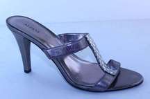 Alfani Gizelle Silver Leather Strappy Heels 10 M