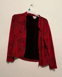 Coldwater Creek slinky red black open Cardigan shirt, medium