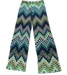 Coco Bianco Palazzo Chevron Peacock Pants Size Small NWT