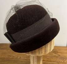 Vintage 1960s ladies brown wool net hat Merrimac hat company