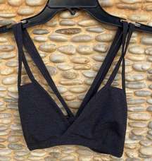 Chaser Heather Charcoal Gray Criss Cross Strappy Bralette Size Medium. Soft NWOT