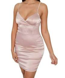 Tic Toc Sleeveless Satin Bodycon Mini Dress Mauve Pink Size Medium NWT