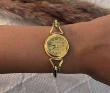 Dainty Vintage Gold Quartz Cuff Watch