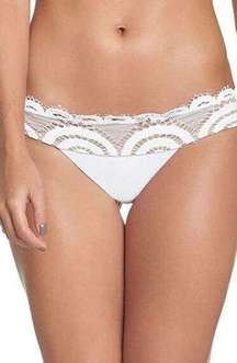 New. Pilyq White Lace Banded Bikini Bottom Full. Large. Retails $89