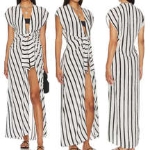 NWT Vix Paula Hermanny Stripe Perrine Sasha Cover Up Dress Black Women's Size XS