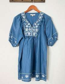 Chelsea & Violet Blue Embroidered Boho Dress