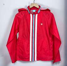 Quiksilver Red Striped Long Sleeve Windbreaker Jacket w/ Packable Hood Sz S