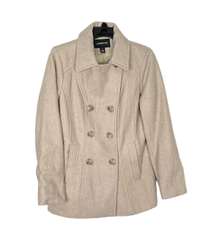 Beige Wheat Lined Pea Coat Women Small