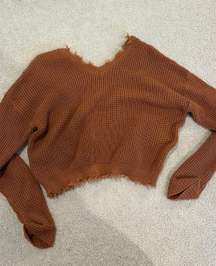 Burnt Orange V-neck Sweater 