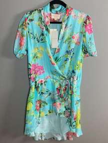 Rococo Sand dress STUNNING!! Floral Turquoise Citrine large Beach Revolve NWT