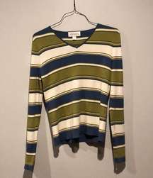 Y2K Casual Corner Annex Striped V-Neck Sweater