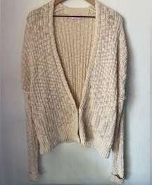 Pink Lily Oversized Beige Chunky Knit Cardigan Size L