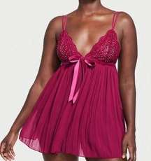 Victoria’s Secret pleated embellished bling rhinestone baby doll slip lingerie