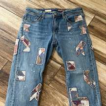 Pilcro blue denim patchwork jeans