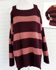 Love Scarlett striped open shoulder sweater Size Large