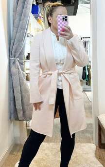 Max Mara Wool Belted Long Trench Peacoat Baby Light Pink 8