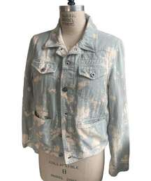 G-Star Denim Jean Jacket One-of-A-Kind Light Blue & White Tie Dye Small