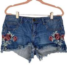 Machine Denim Shorts Embroidered Cut Offs Daisy Dukes Size 30