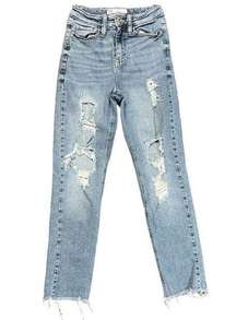 Womens Denim Blue Jeans Hi Rise Dream Fit Straight Leg Ankle Length 3 26 EUC