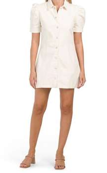 Off White Denim Button Down Mini Dress