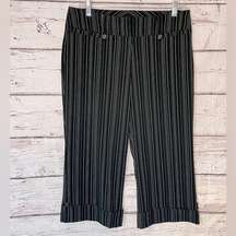 MKM DESIGNS Cropped Cuffed Pants Black/White Stripes-9/10