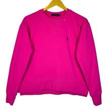 Polo Ralph Lauren Sweatshirt Womens S Bright Pink Crewneck Pullover Blue Pony