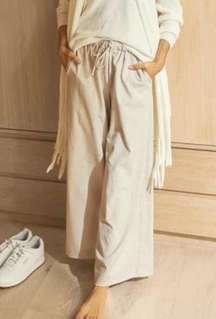 Elizabeth and James Wide Leg Drawstring Waist Pants in Oatmeal Heather MEDIUM