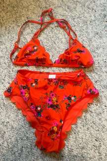 Orange Floral  Bikini